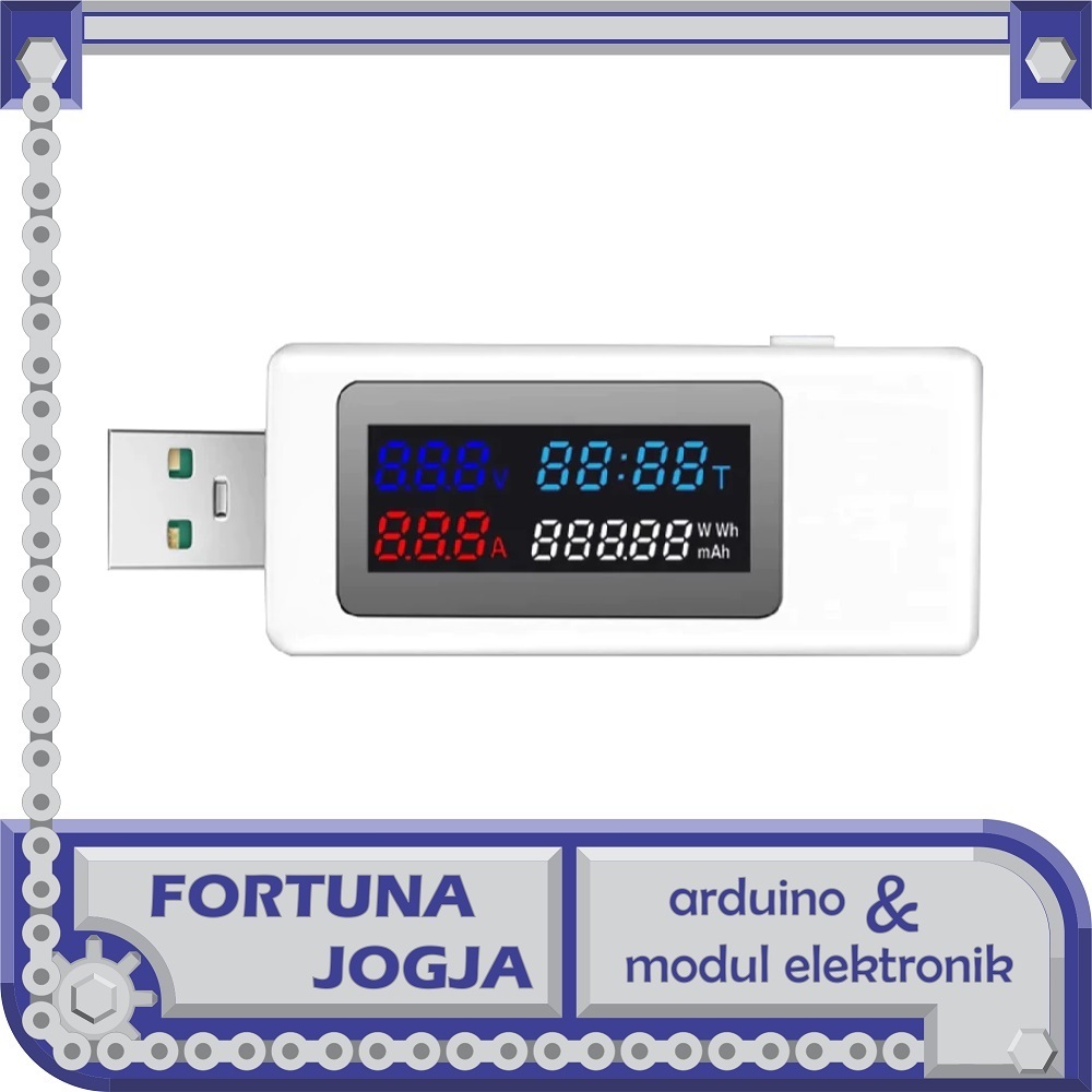 KWS V30 USB Tester Arus, Tegangan, Waktu, Kapasitas Daya, dan Kuantitas Listrik 4V-30V 0.00A-6.5A