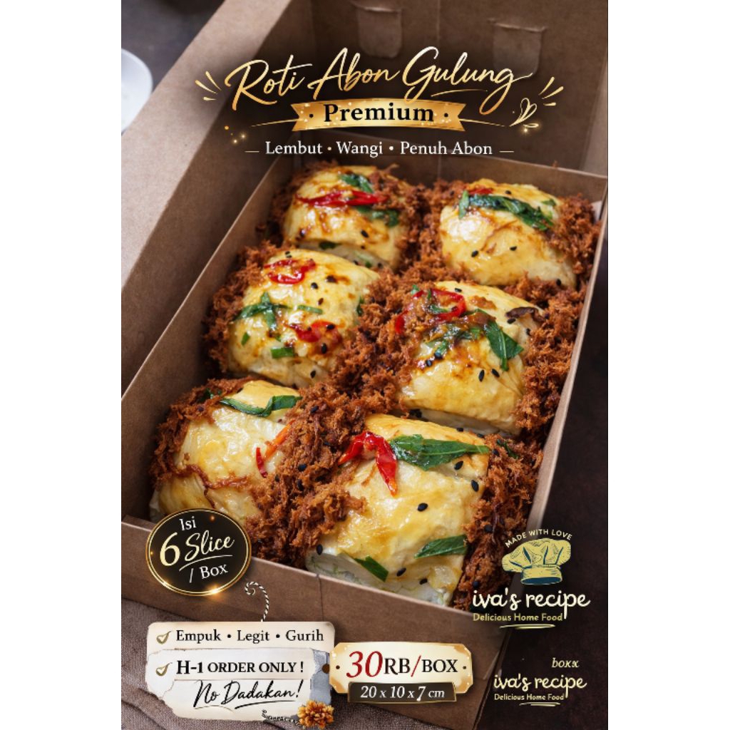 Roti abon gulung bandung viral per box isi 6 slices abon sapi asli