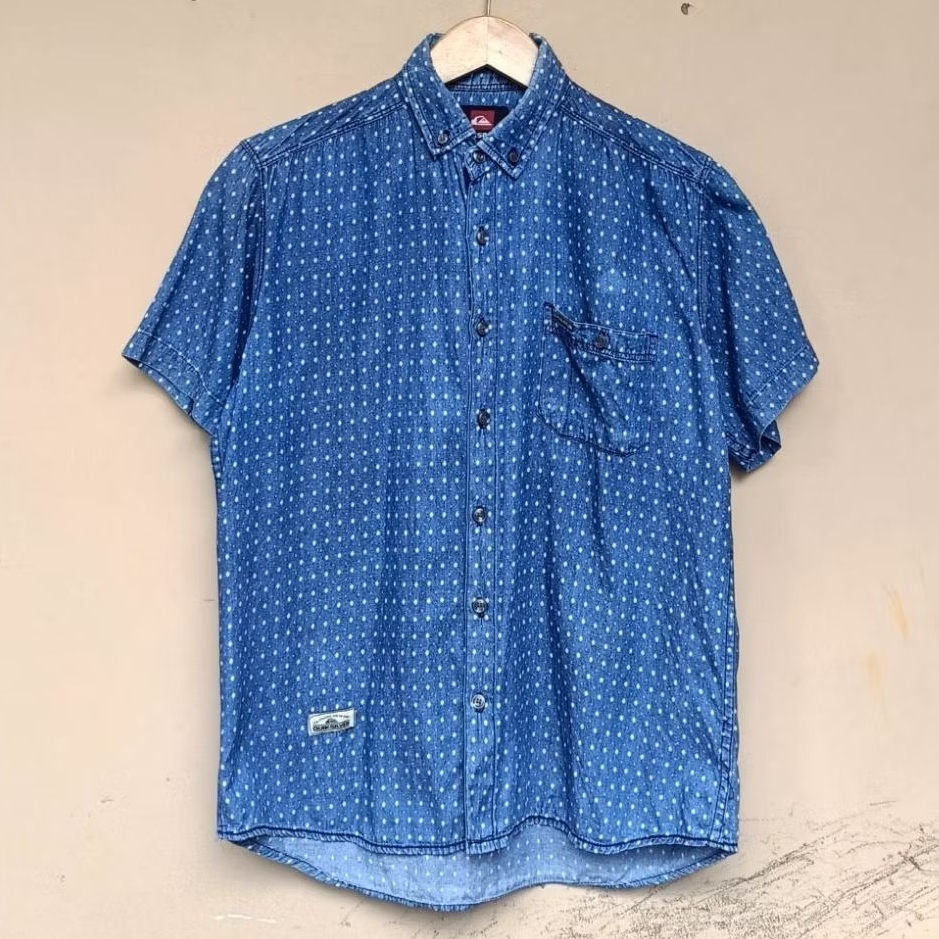 Kemeja quiksilver blue denim surfwear vintage