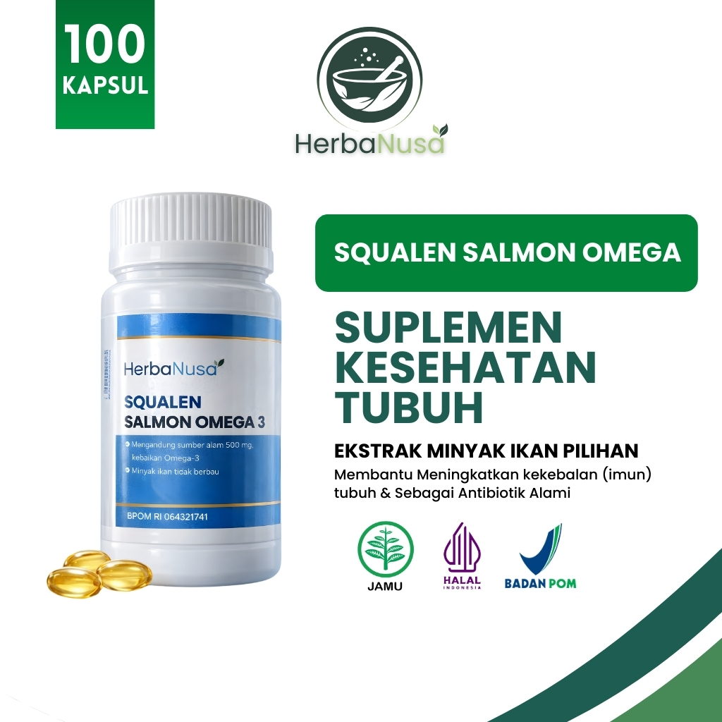 Herbanusa Squalane Salmon Omega Minyak Ikan Fish Oil Berkualitas Meningkatkan Daya Tahan Tubuh