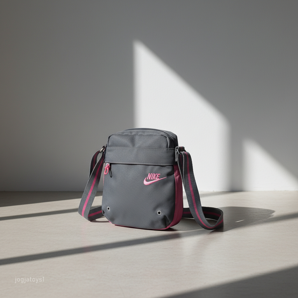 Nike Sling Bag Wanita Preloved Tas Selempang Retro Canvas Pink Grey Like New