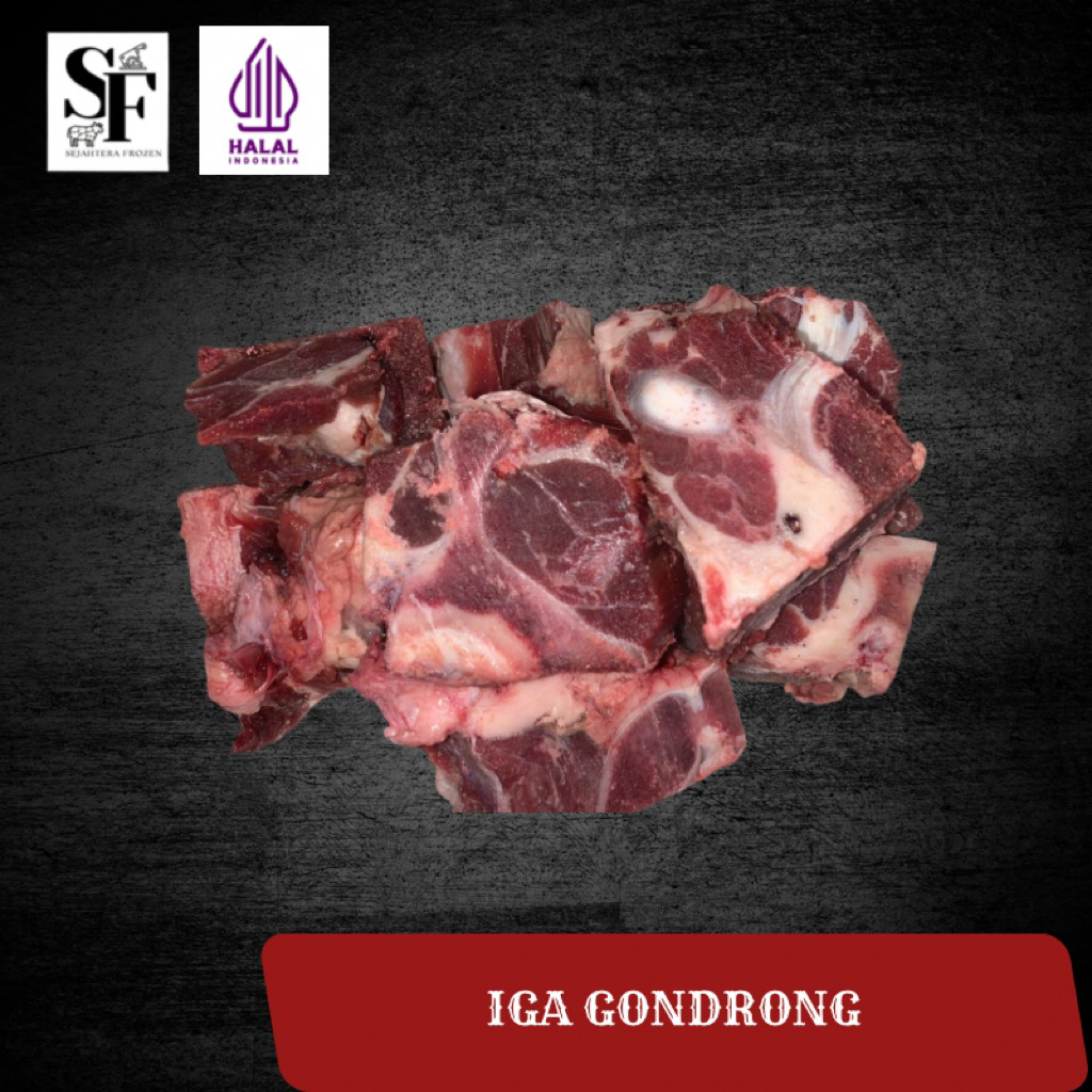 Daging Iga Gondrong sapi 1kg / Iga Neckbone Import/ Iga sop / Iga Bakar 1 kg - Daging Tebal, Halal, 