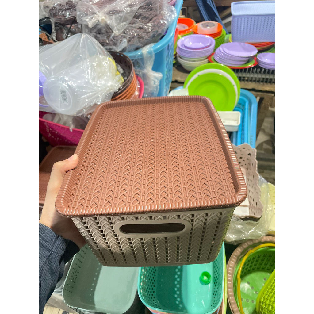 Keranjang+Tutup Keranjang Rotan Besar Keranjang Parcel Souvenir