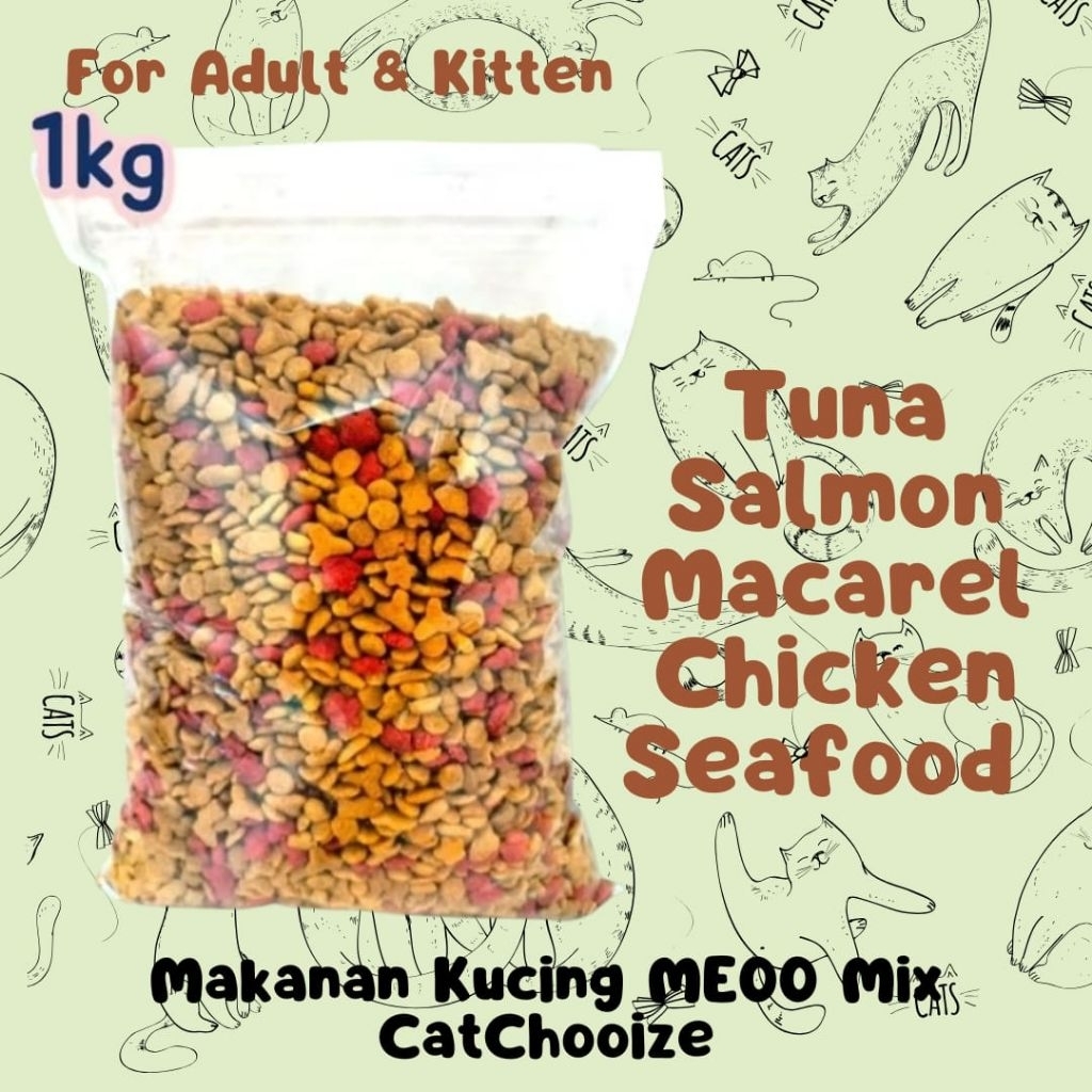 Makanan Kucing Kering Premium 1000g / 1kg Repack Chatchoize Meoo Murah