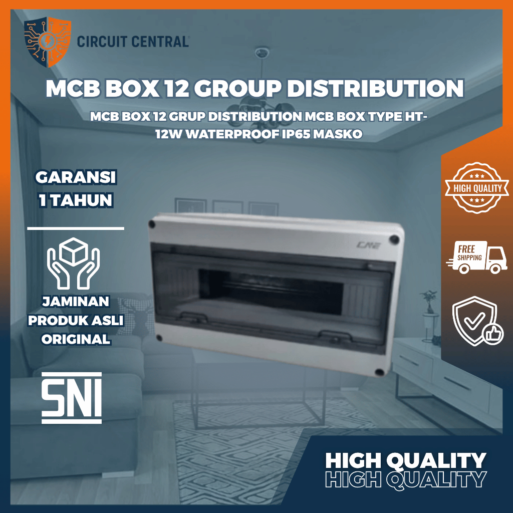 MCB BOX 12 GROUP MASKO HT-12W WATERPROOF IP65 BOX DISTRIBUTION PANEL LISTRIK