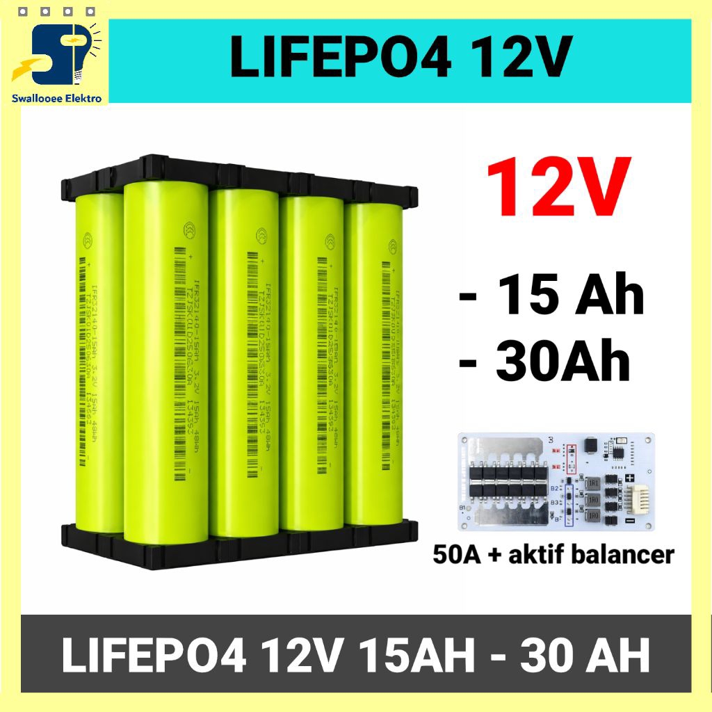 BATERAI LIFEPO4 12V 15AH - 30AH + BMS