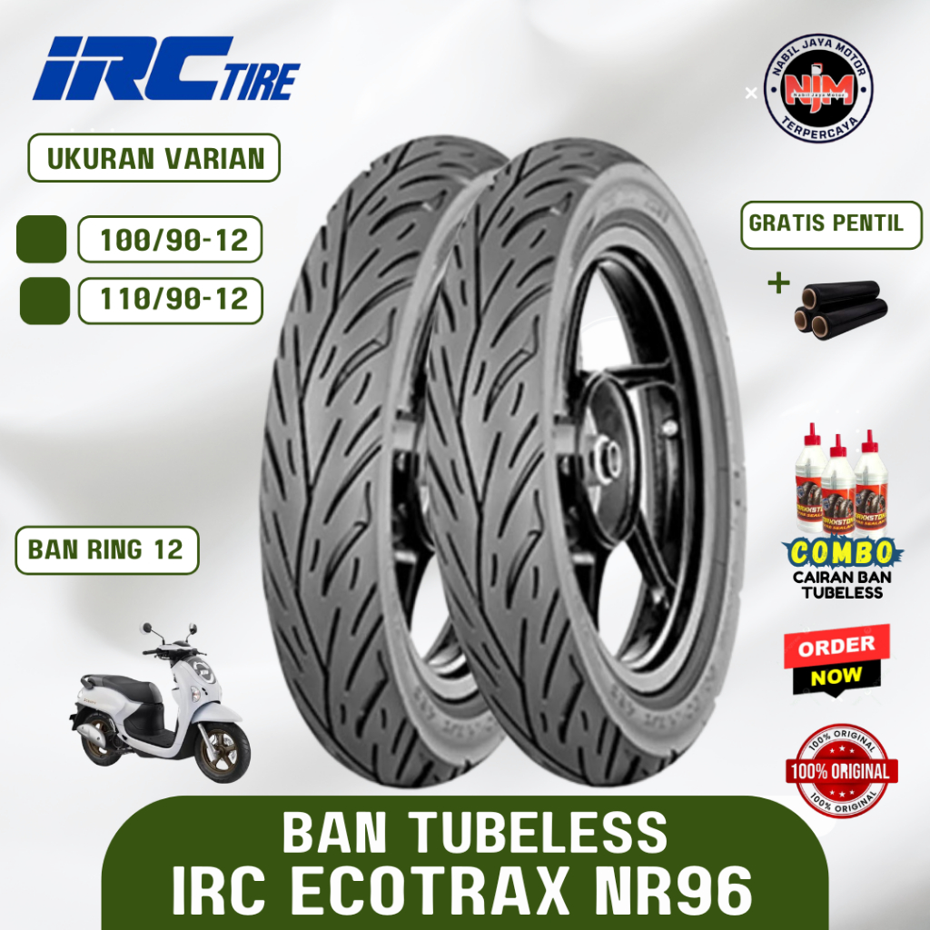 BAN TUBLES ORIGINAL IRC ECOTRAX 110/90-12 & 100/90-12 SCOOPY,GENIO