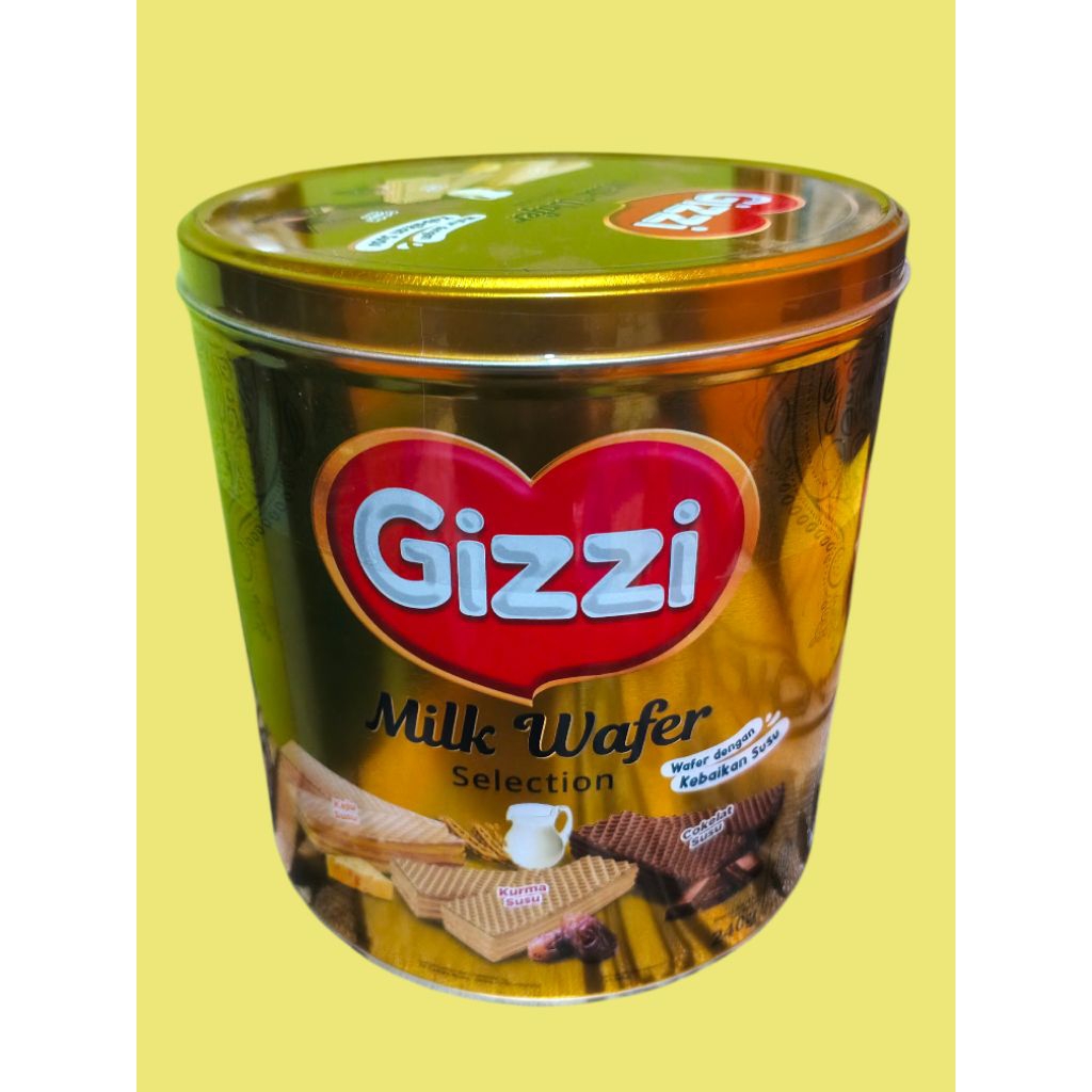 Wafer Susu 3 rasa Keju Kurma Coklat GIZZI 1 Kaleng 240 gram