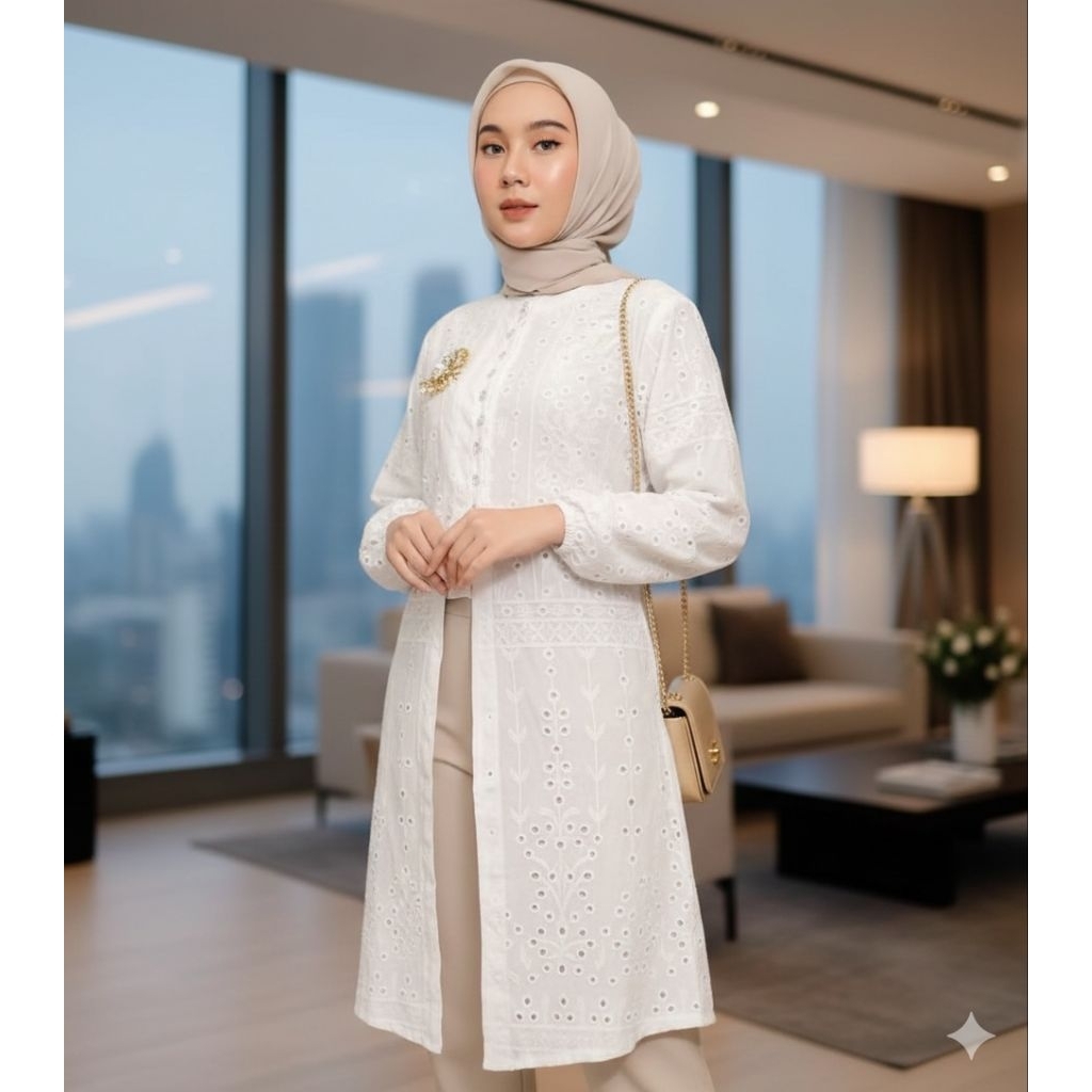 Tunik Katun Bordir/Baju Tunik Katbol Katun Bolong Bordir Premium