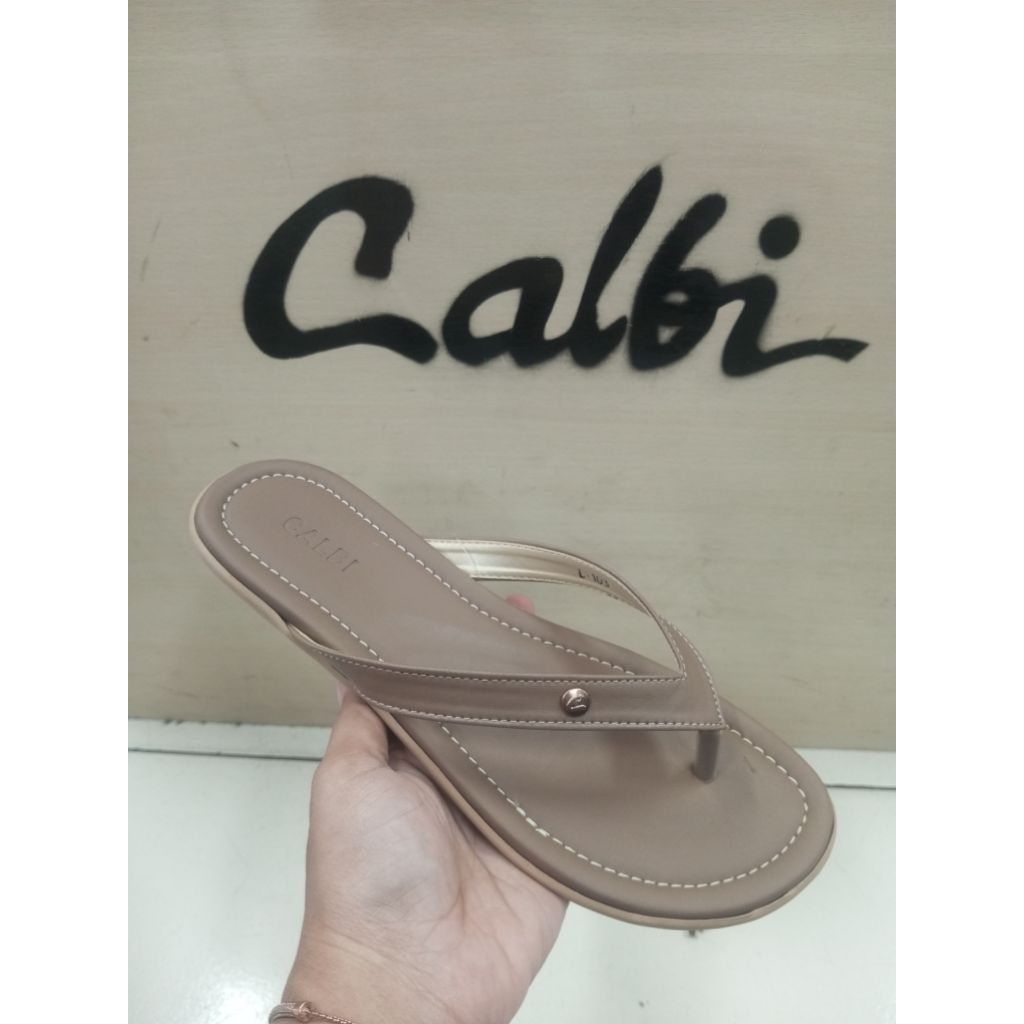 Sandal Wanita Teplek Calbi Original Artikel L 103 Model Jepit Hak Flat Size 36-40