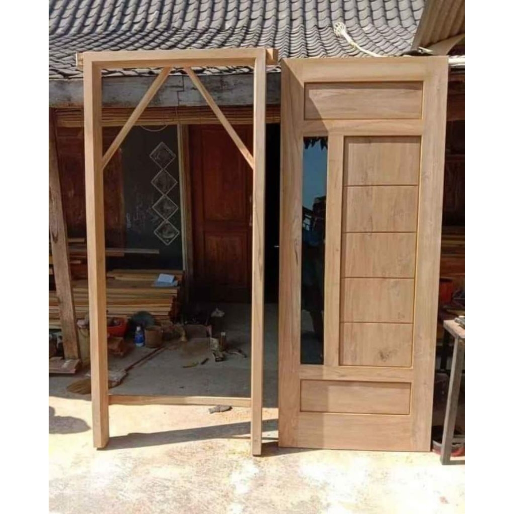 pintu minimalis jati + kusen jati