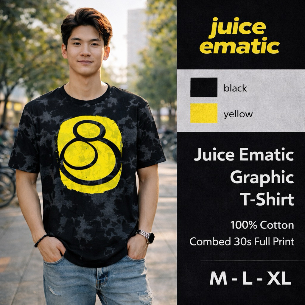 Kaos Surfing JUICE EMATIC "Electric Yellow 8 Tee". Fabric, Full Label & Tags Original Tee 1 1 [real 