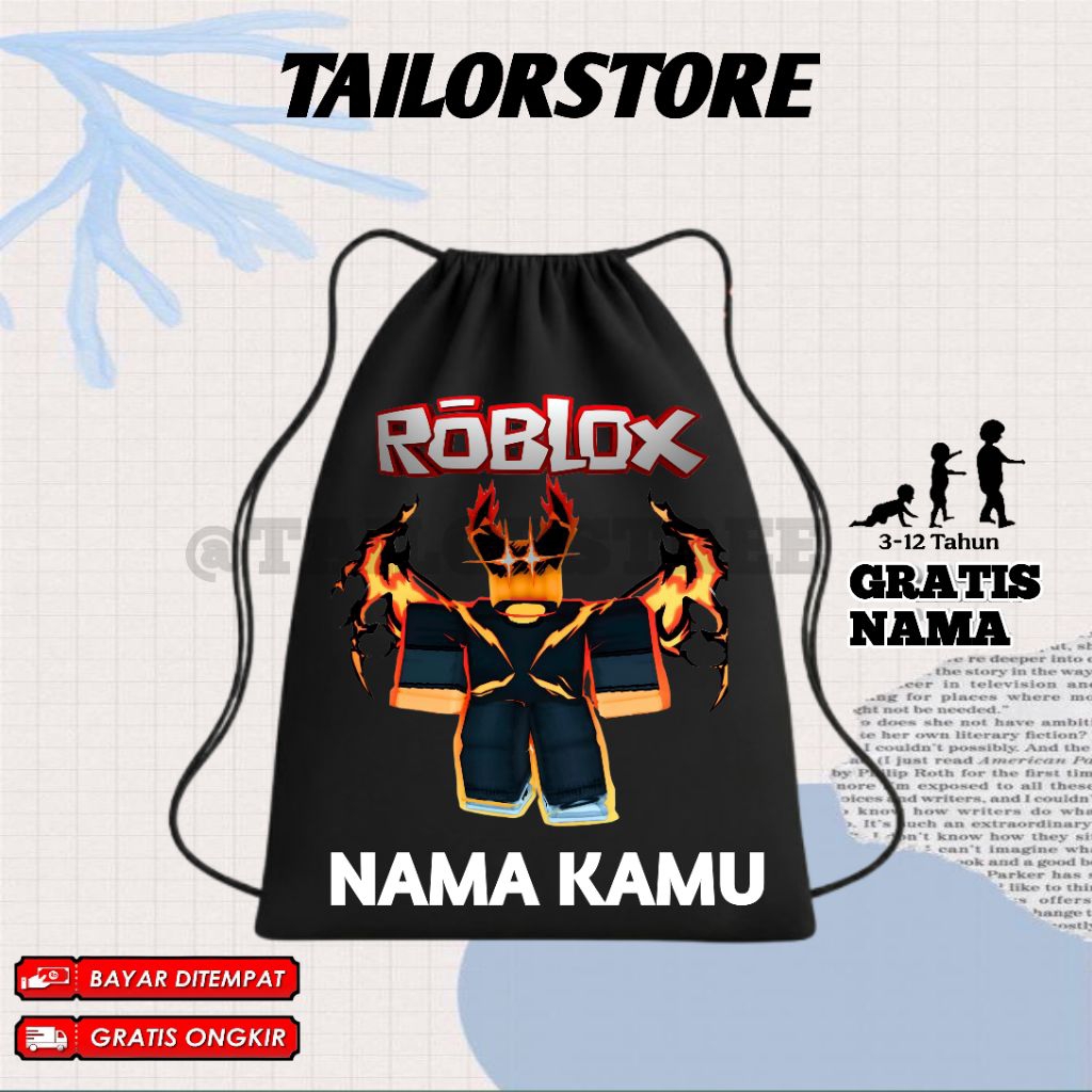 (BISA COD) TAS SEKOLAH ANAK MOTIF ROBLOX TERKEREN - Tas Serut Anak Paud Tk Sd Unisex Karakter Roblox