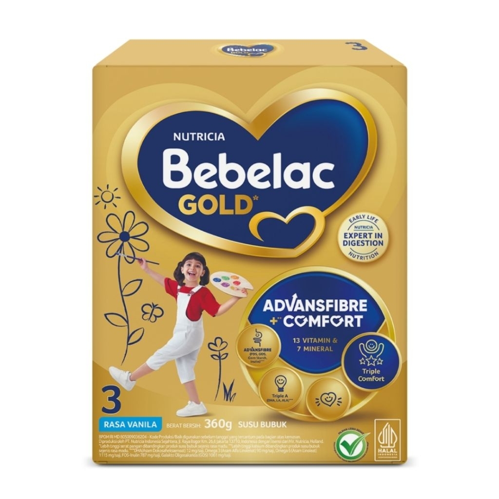 Bebelac Gold 3 Advansfibre Comfort 360g Susu Bebelac Gold 3 susu Pertumbuhan untuk Usia 1 -5 Tahun
