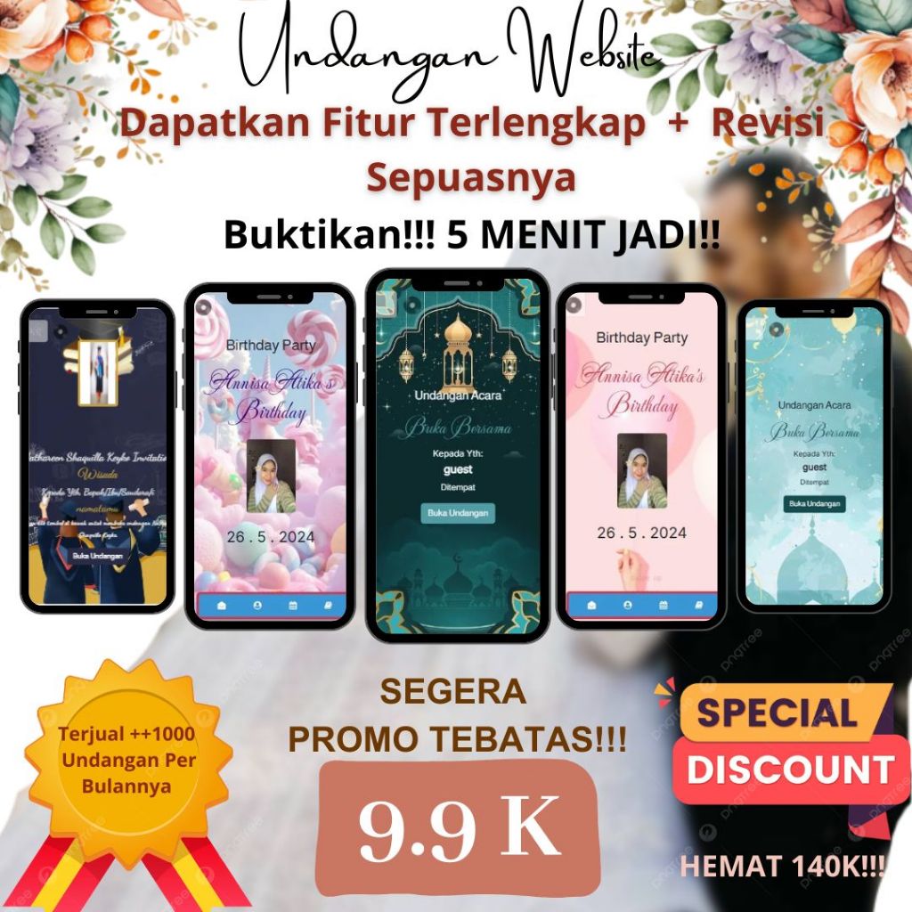 Undangan Digital Website Murah & Custom | Tasyakuran, Bukber, Wisuda, Ultah, Haji, Gathering, dll