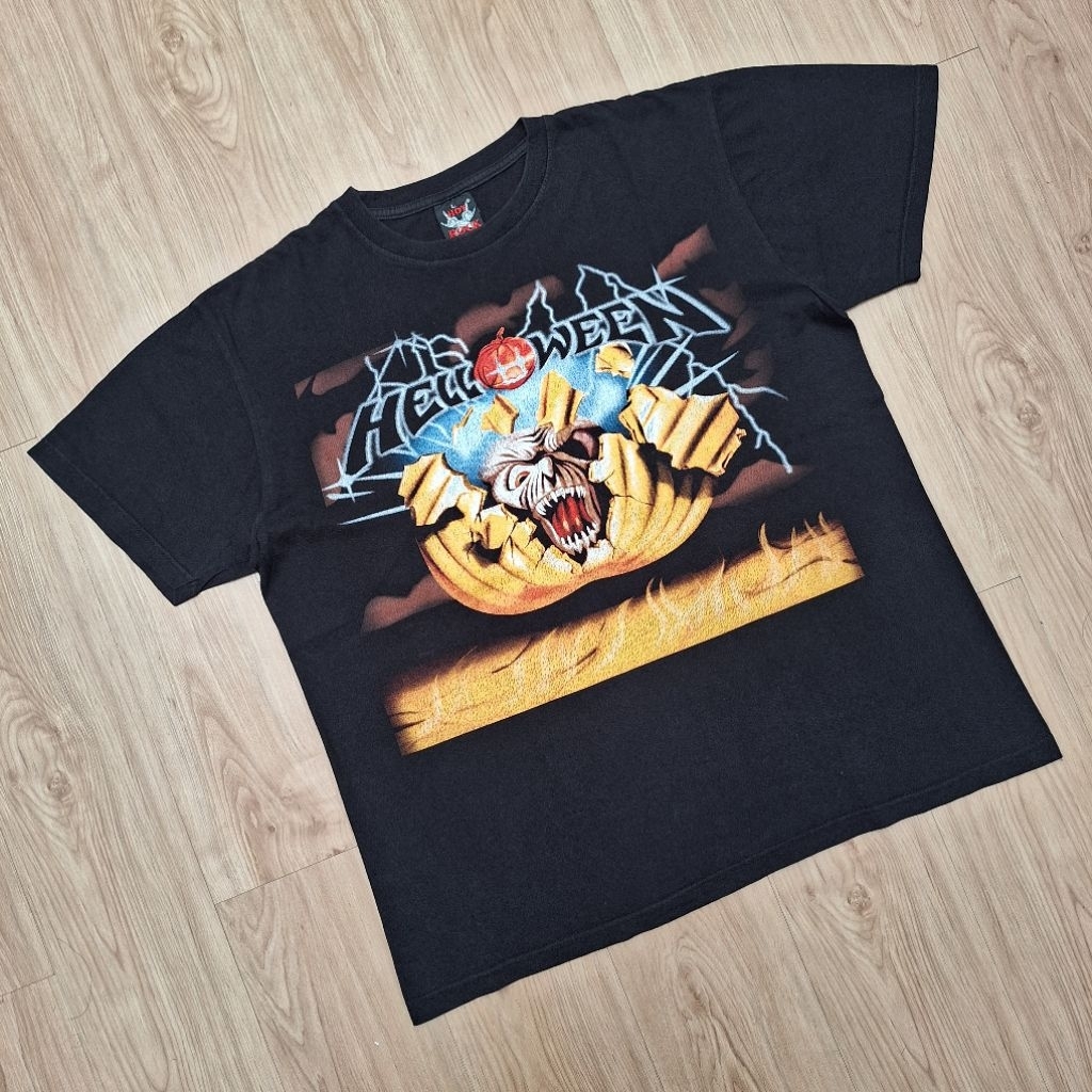 vintage bootleg kaos band helloween kiss acdc