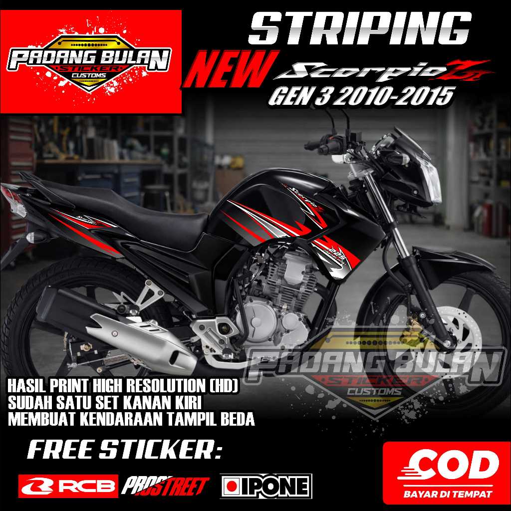 STRIPING YAMAHA NEW SCORPIO Z GEN 3 2010-2015 / STRIPING VARIASI NEW SCORPIO Z GEN 3 RACING SIMPEL