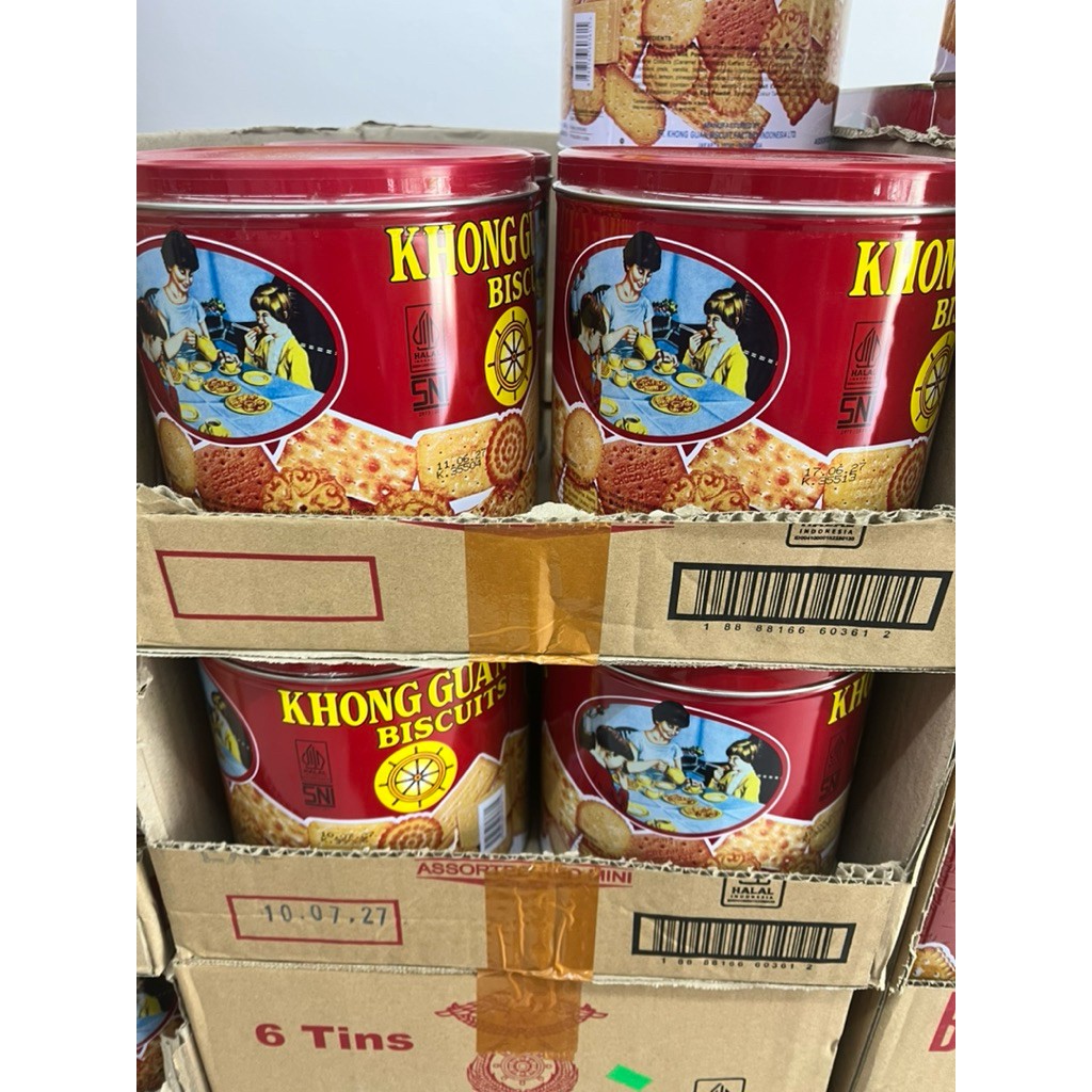 Khong Guan Merah Assorted Biscuits 650gr - Biskuit Kaleng Kecil Original / Cemilan Keluarga / Hamper