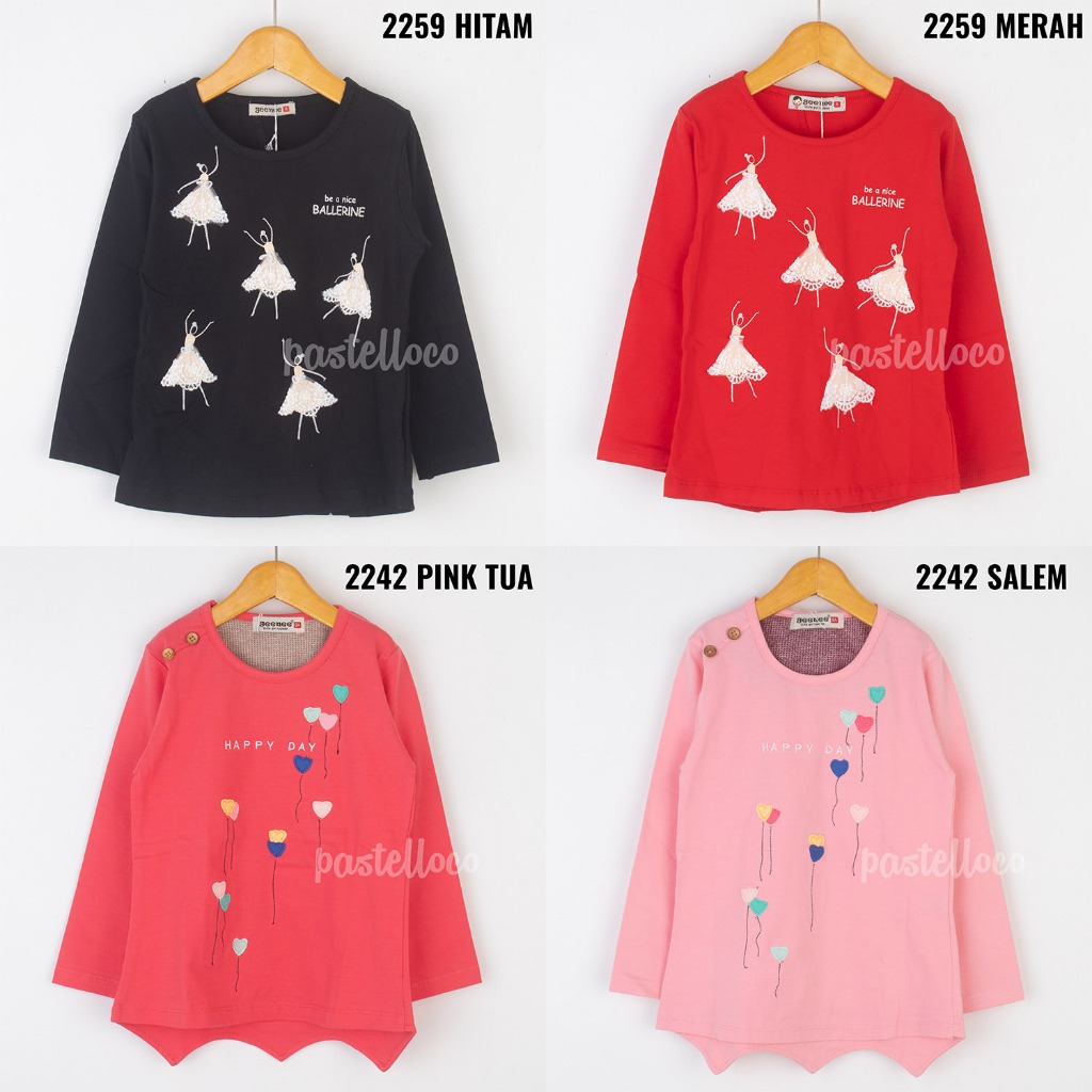 2-12 GEENEE Kaos Anak Perempuan Lengan Panjang Atasan Anak Cewek PREMIUM BRANDED ORI TERBARU 15011