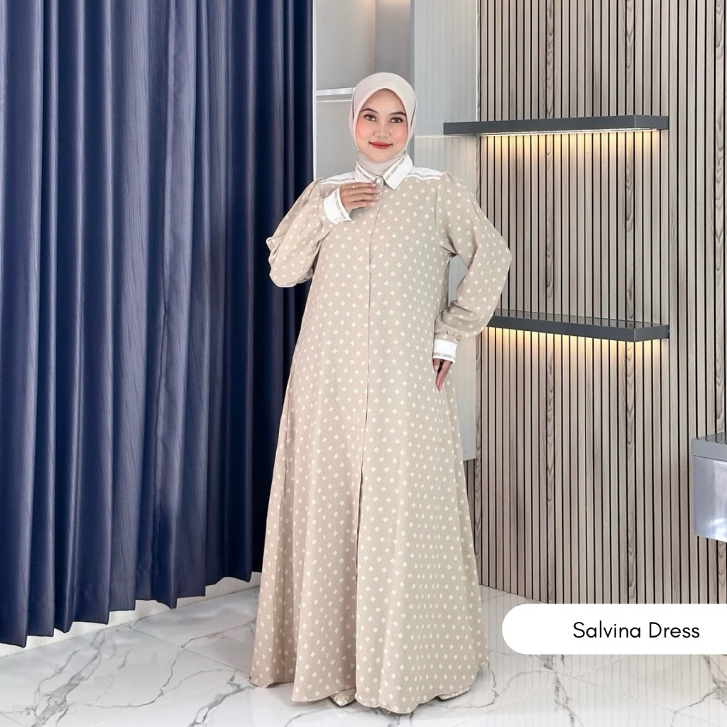 immazma460 - Slavina Dress Gamis Motif Premium Busui Friendly Ukuran Jumbo 120 cm