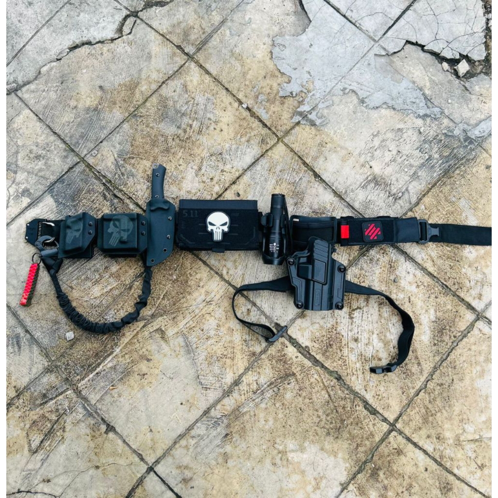 Kopel set  hitam punisher / kopel tactical / kopel tactical / kopel TNI polri