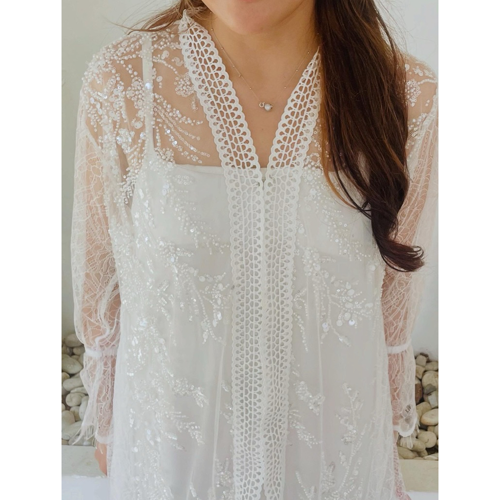 SEWA DRESS |FLeury Outer White Putih kina atelier | Dress Payet Mewah | Kondangan & Lamaran | Lebara