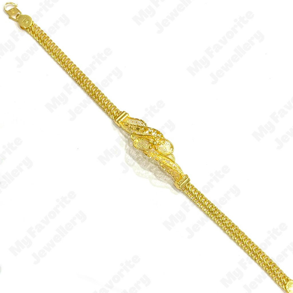 Gelang Holo Papan Ombak Krawang Ubs Emas Asli Kadar 700 16K
