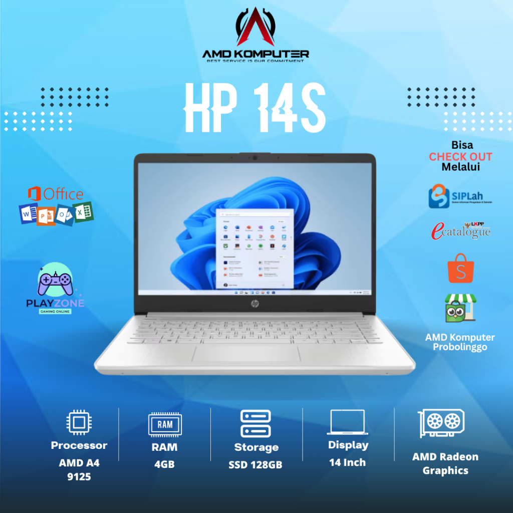 LAPTOP HP 14 CM AMD A4 - 91254GB/SSD 128GB/14inch FHD SECOND