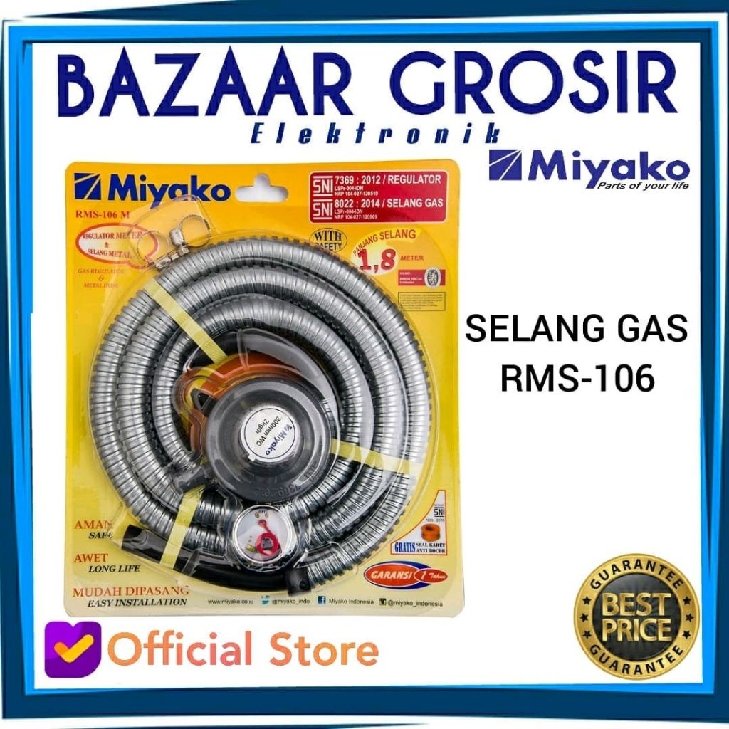 REGULATOR GAS MIYAKO RMS106 SELANG KOMPOR GAS RMS 106
