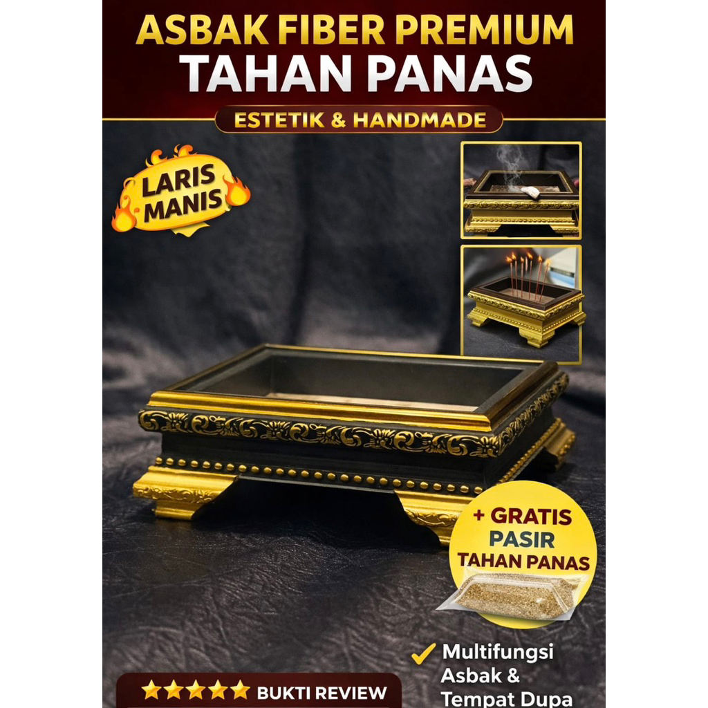 Asbak Premium Tahan Panas Estetik + FREE Pasir Siap Pakai | cocok untuk tempat dupa dan putung rokok