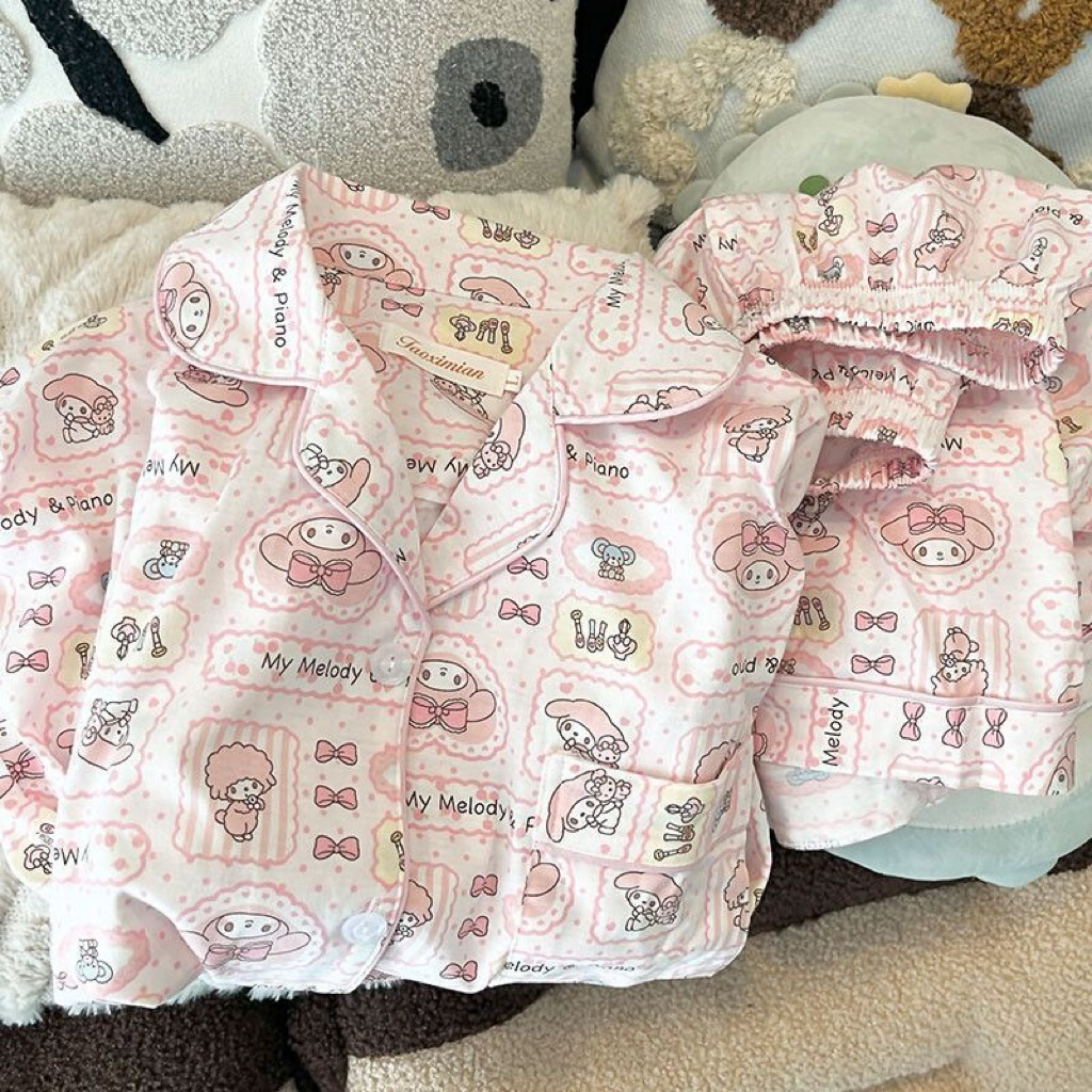 [PREORDER My Melody] Pink Bow Short Pajamas Set – Baju Tidur Wanita Musim Panas
