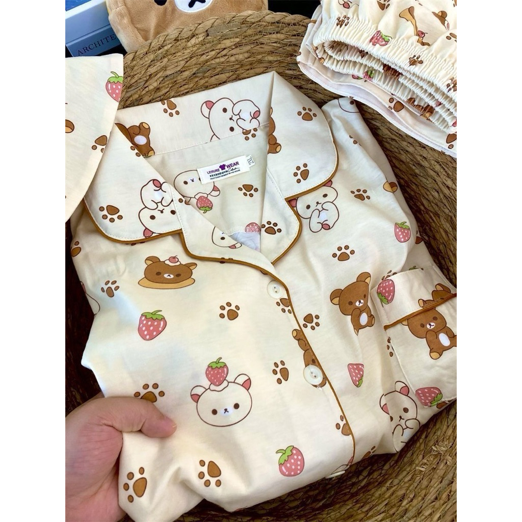 [PREORDER Rilakkuma] Bear Paw Prints Pajamas – Set Baju Tidur Wanita Kasual
