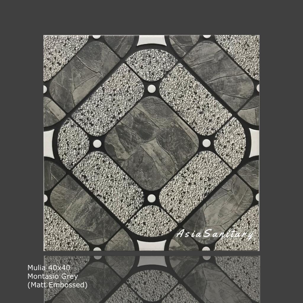 Keramik Lantai 40x40 Mulia Montasio Grey | Keramik Kasar Garasi & Taman