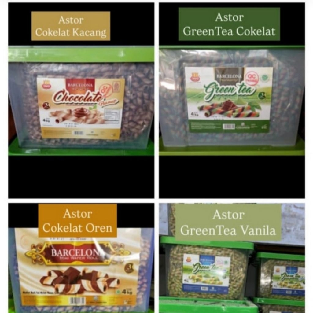 [1 Box Isi 4Kg] Astor Barcelona Mini Waferr Roll 2 Rasa