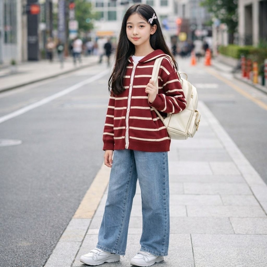 V ER-576 SETELAN BAJU PANJANG ANAK PEREMPUAN IMPORT USIA 4-9 TAHUN SETELAN BAJU ATASAN SWEATER CARDI