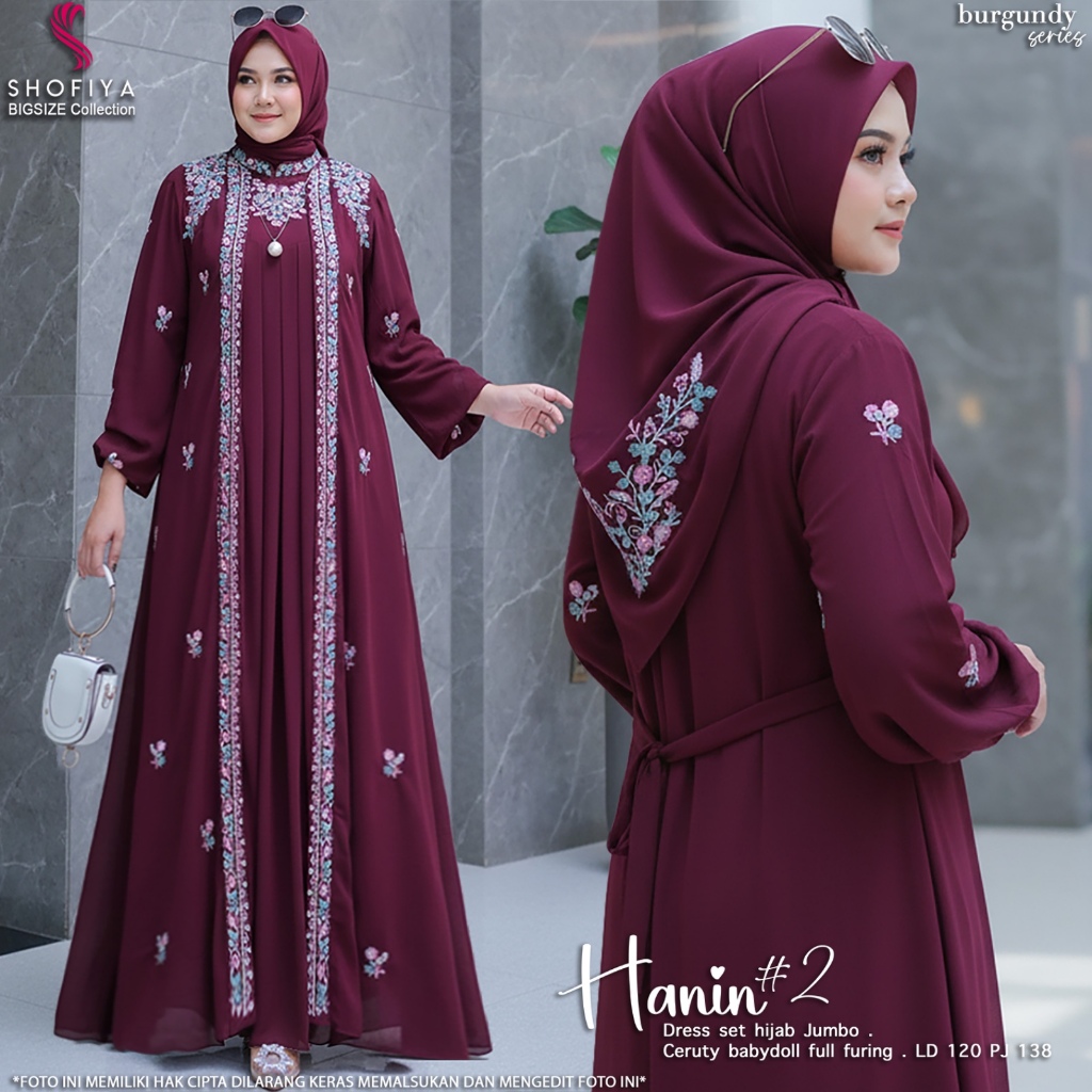 DRESS MAXY HANIN #2 SET JILBAB BORDIR LD 120 BY SHOFIYA