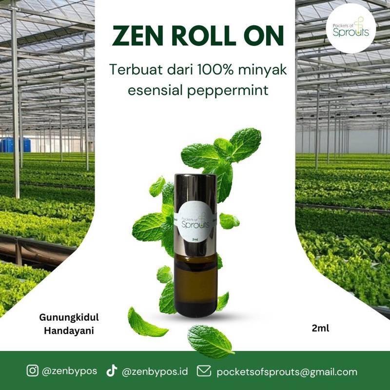 Roll On Essential Oil Aromaterapi Zen By Pockets of Sprouts | Roll On Mengurangi Pusing Stress Verti