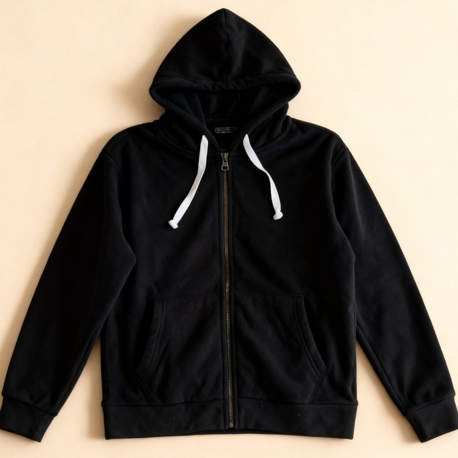 Hoodie Polos Dewasa Cream Premium Fleece – Jaket Hoodie Unisex Zipper Tebal Basic Casual