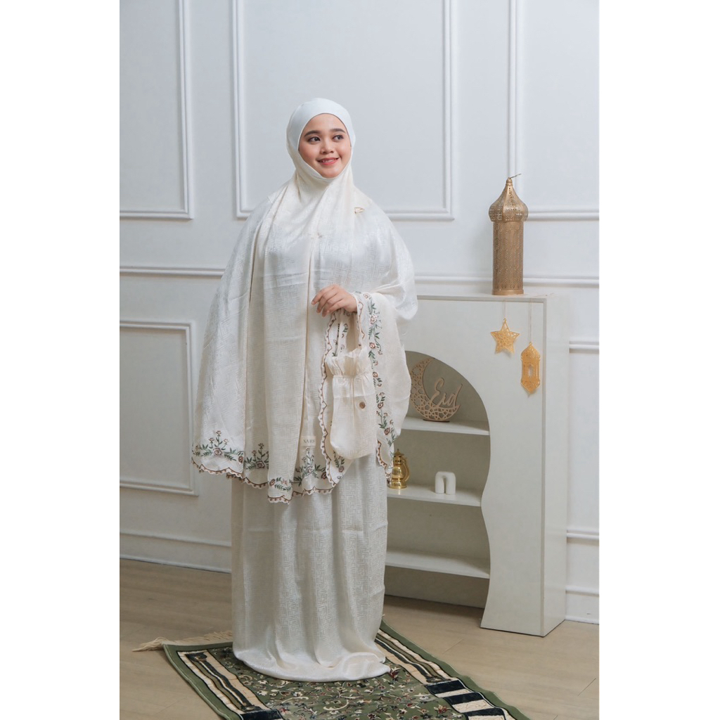 Mukena Bordir Premium Malaysia - Putih