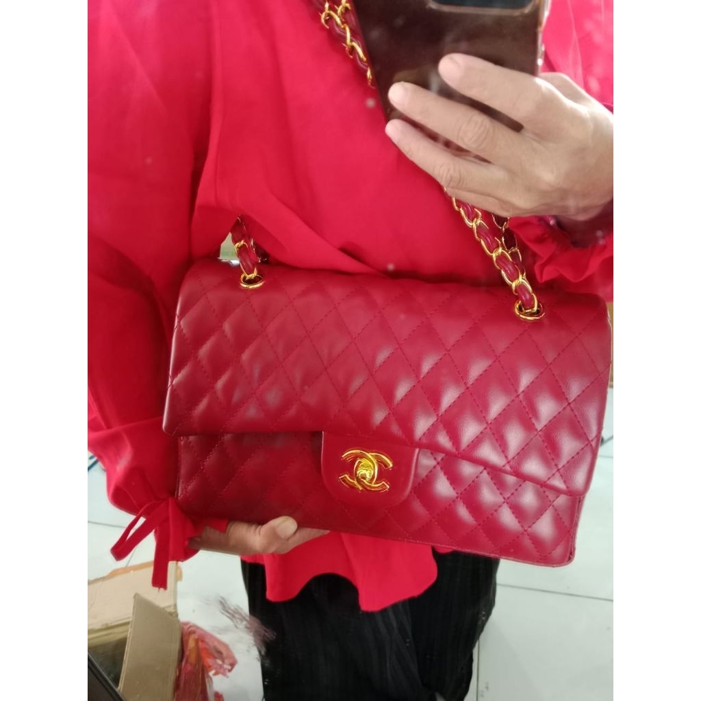 tas pesta klasic merah cantik
