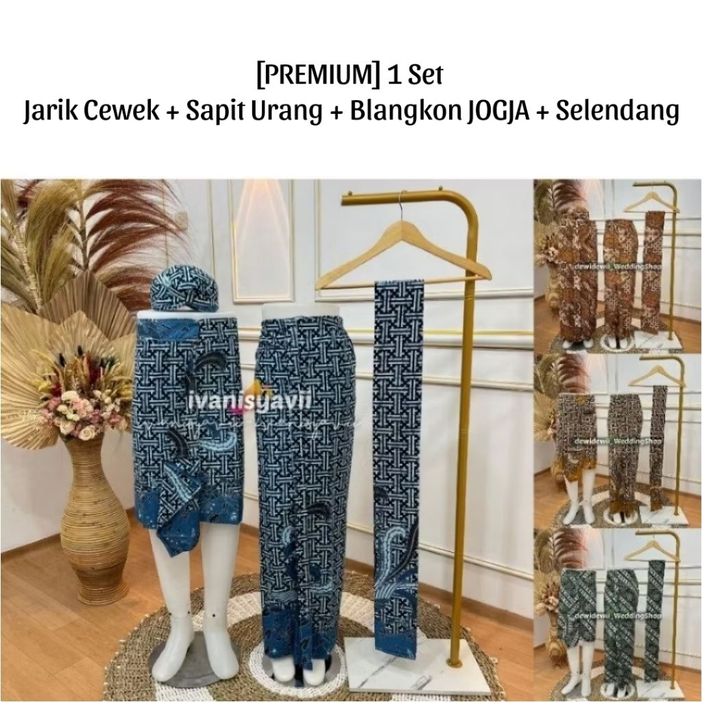 [PREMIUM]  (1set) JARIK CEWEK + SAPIT URANG + BLANGKON JOGJA + SELENDANG • Motif Batik Alusan | ~Csu