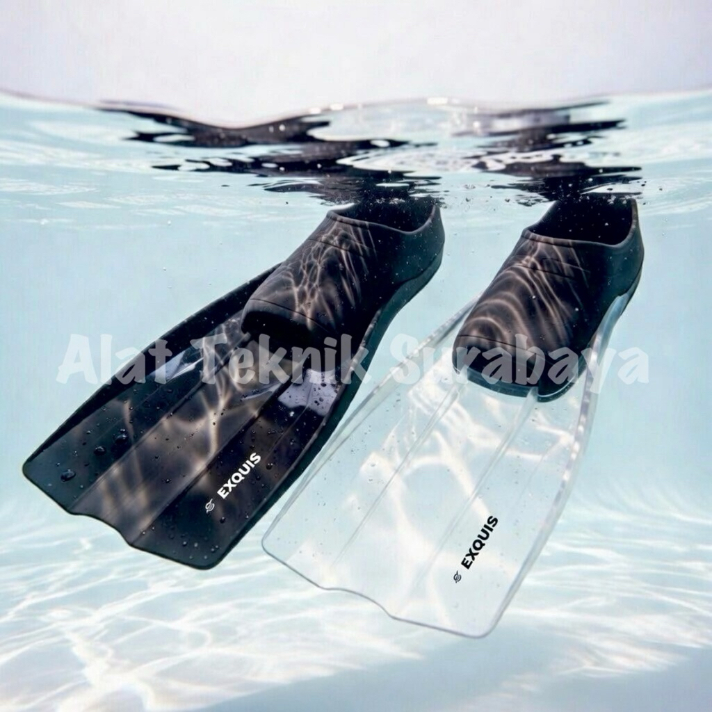 ISI 1 PASANG DIVING SHOES FINS FIN EXQUIS HITAM / TRANSPARANT SIZE M L XL TAIWAN SEPATU KATAK SELAM 