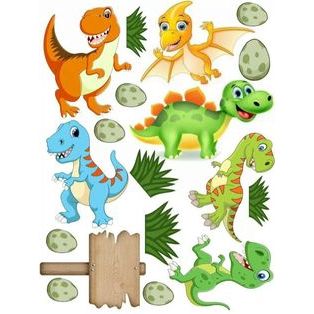 HIASAN KUE ULTAH ANAK DINOSAURUS Kertas Foto Glossy Custom Nama 13cm 5-6cm