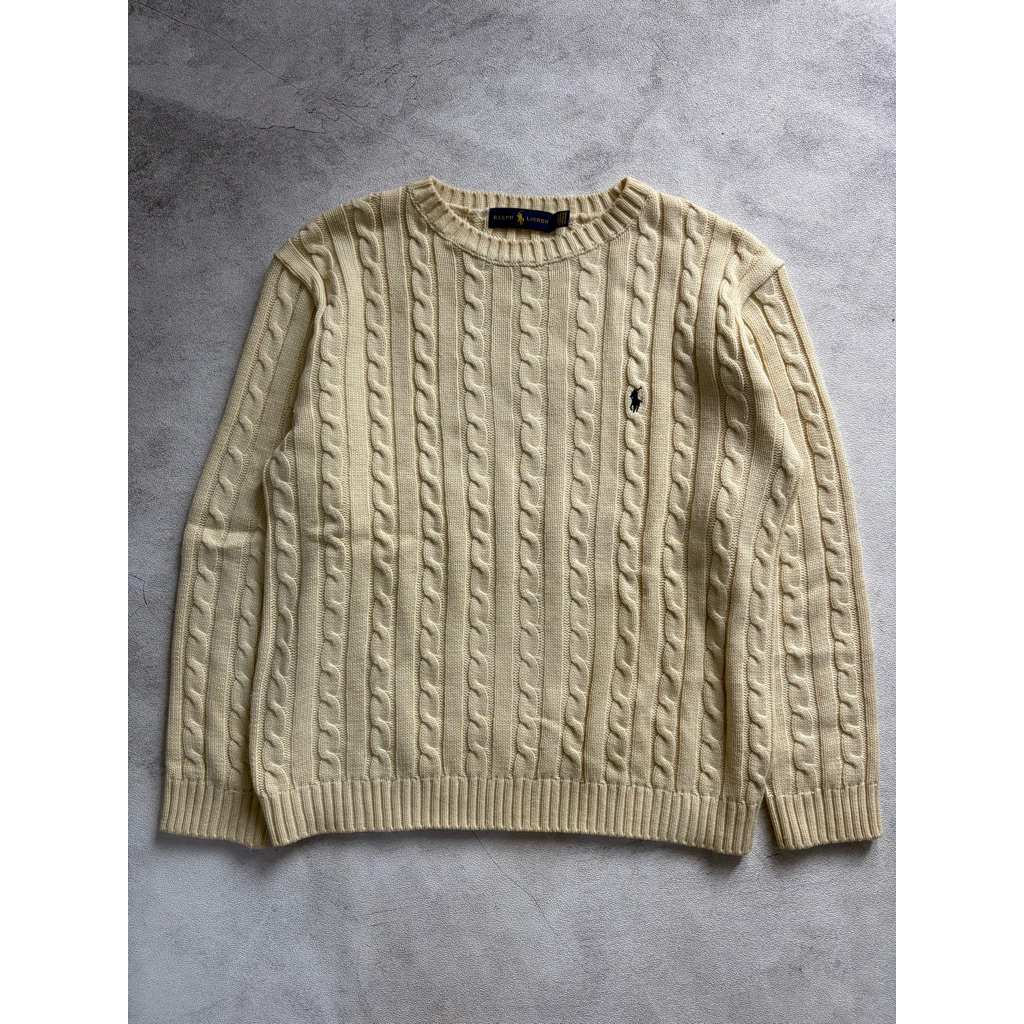 cable knit polo ralph lauren cream