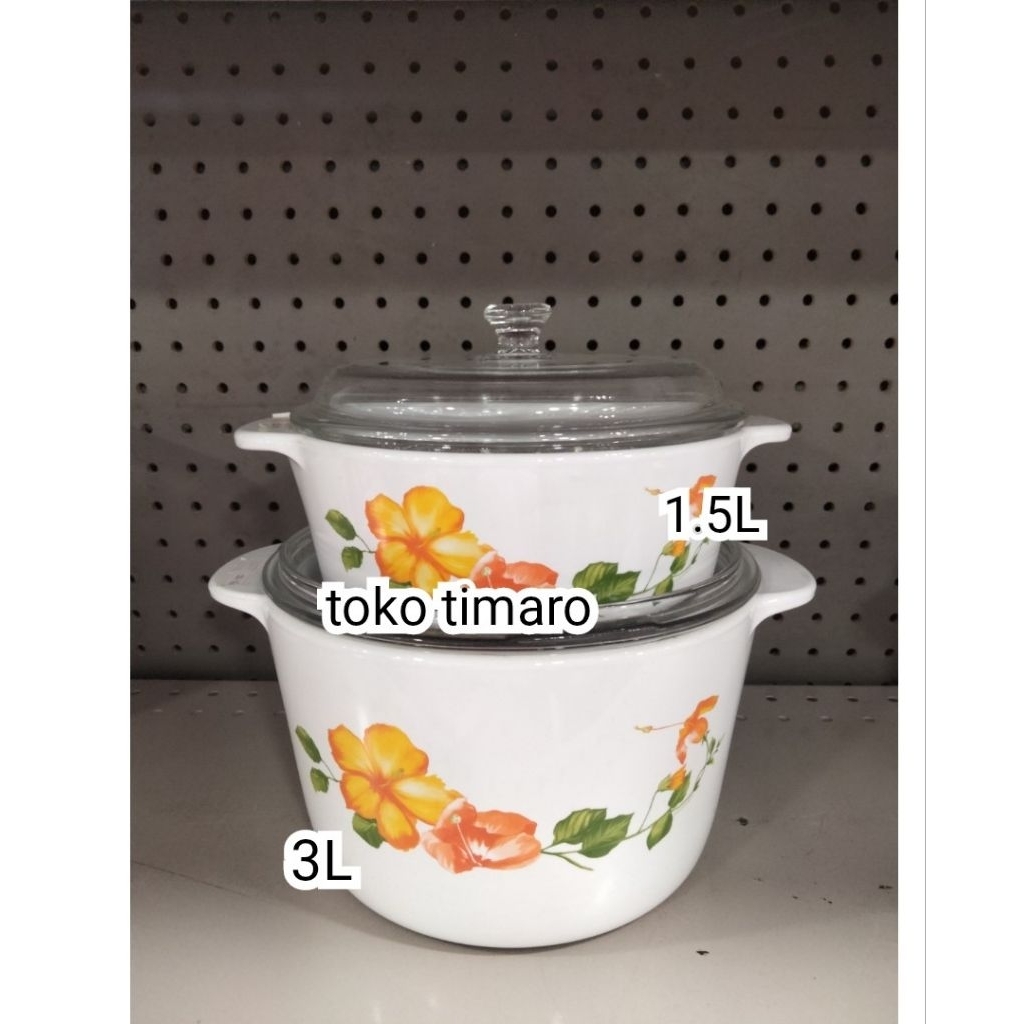 LUMINARC GOLDEN BOUQUET PANCI MASAK KACA 1.5L+3L