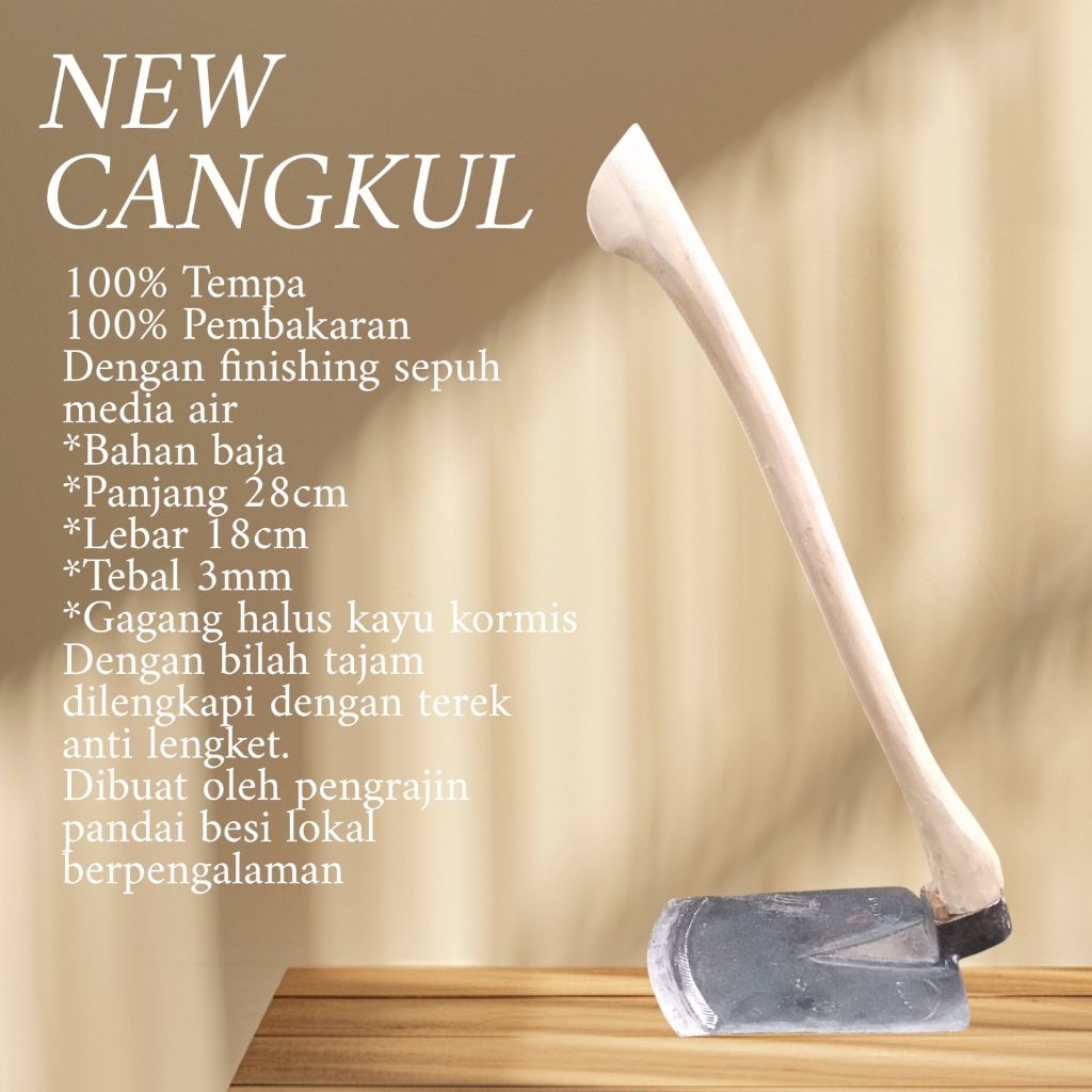 cangkul sawah bahan baja tempa siap pakai