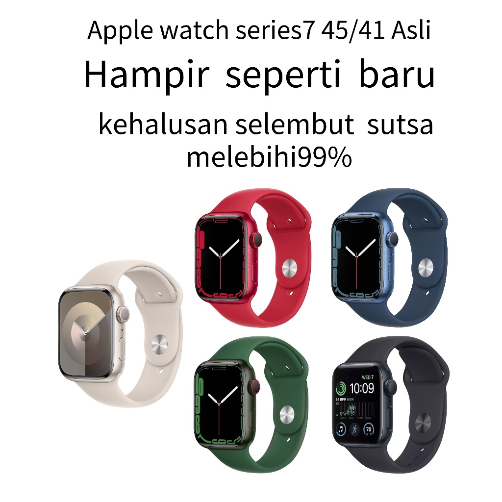 Apple Watch Series 7/iWatch Series 7, 41mm/45mm/100% original bekas, aksesoris lengkap, kondisi hamp