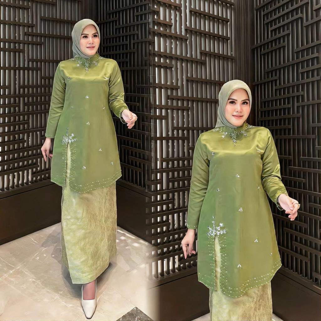 Set Kebaya Kurung Belah Samping Payet Mutiara//Set Kebaya Pesta Rok Songket//Kebaya Kondangan Premiu