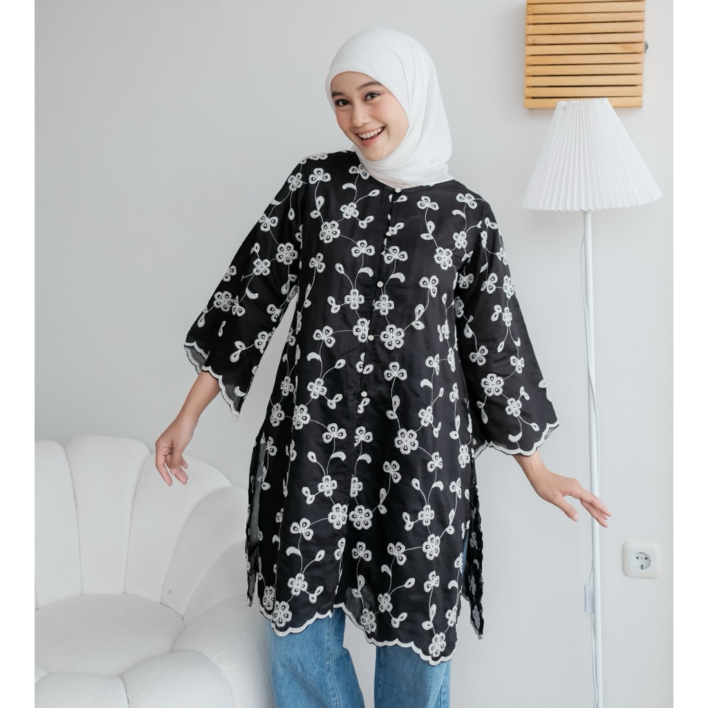 Tunik Silk brokat malay / tunik brokat / tunik bordir / baju kondangan / baju wisuda / Ajmala