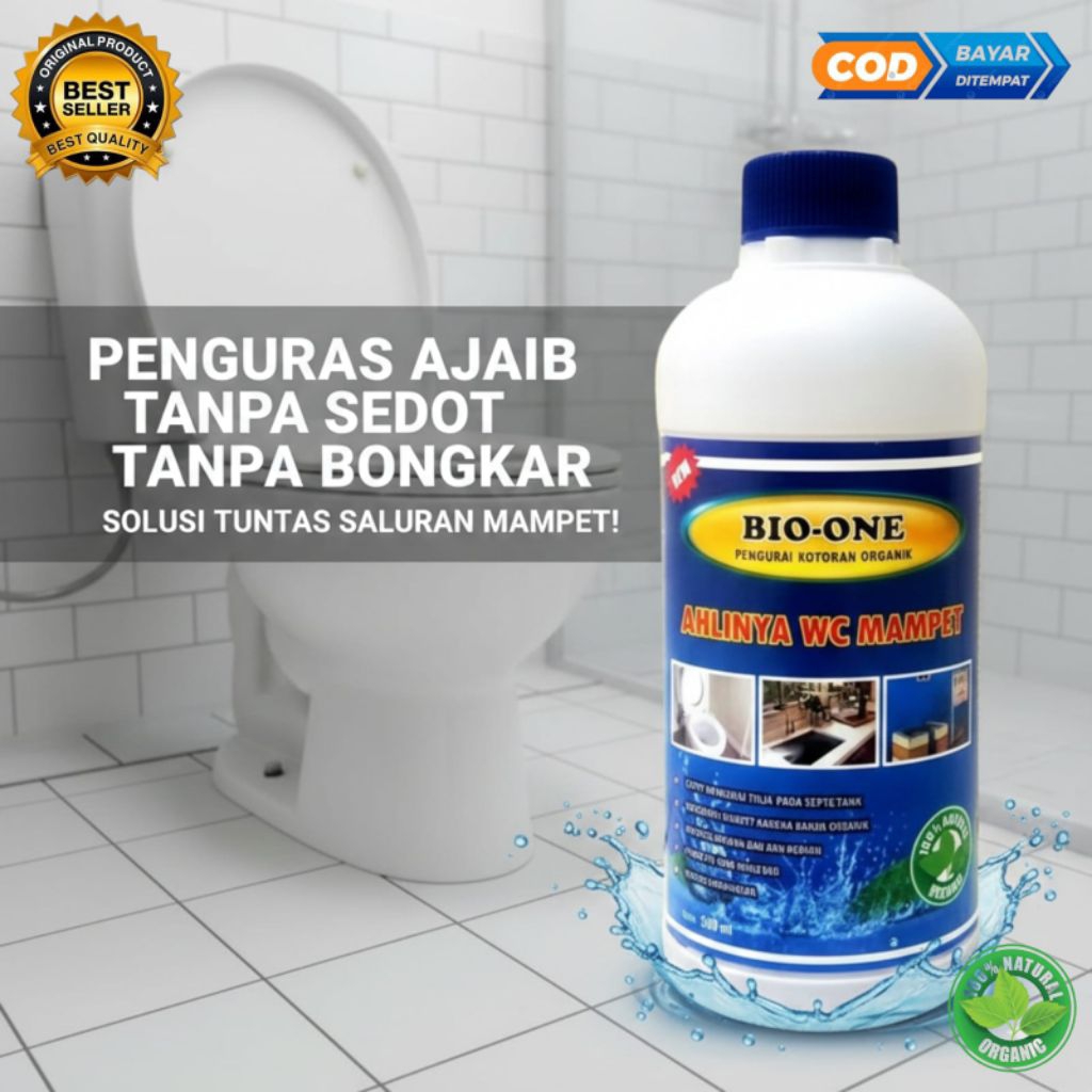 (500ml) Bio One Pelancar WC Mampet Bakteri Probiotik l Aman untuk Septik Tank & Saluran Air